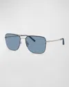 Oliver Peoples Men's R-2 Metal Aviator Sunglasses In Blue Silver