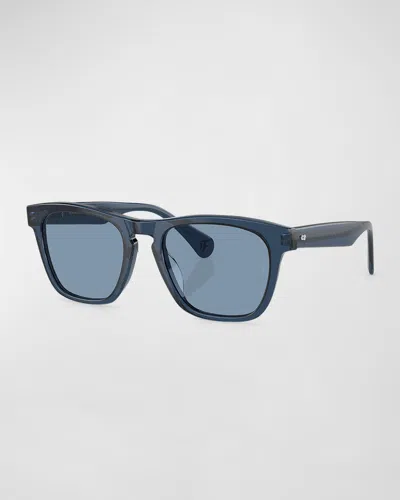 Oliver Peoples Men's R-3 Acetate Square Sunglasses In Blue