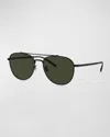 OLIVER PEOPLES MEN'S RIVETTI DOUBLE-BRIDGE TITANIUM AVIATOR SUNGLASSES