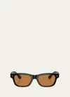 Oliver Peoples Men's Rosson Sun Acetate Rectangle Sunglasses In Matte Black