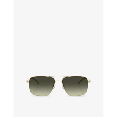 Oliver Peoples Mens  Ov1150s Clifton Aviator-frame Metal Sunglasses In Black