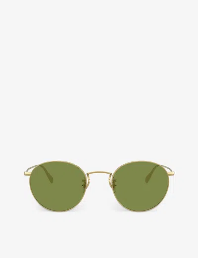 Oliver Peoples Ov1186s Coleridge Sun Metal And Crystal Round Sunglasses In Gold