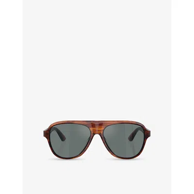 Oliver Peoples Mens Red Ov5581su Paul Newman Aviator-frame Acetate Sunglasses In Multi