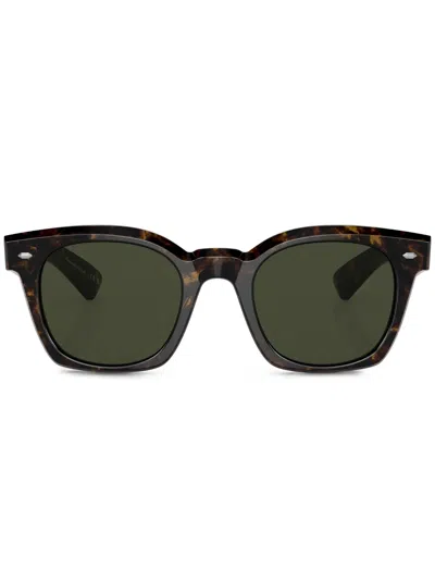 Oliver Peoples Eckige Merceaux Sonnenbrille In 1747p1 Walnut Tortoise
