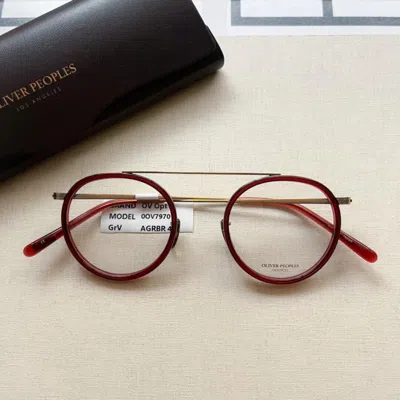 Pre-owned Oliver Peoples Mp-3-xl Eyeglasses Antique Gold Red Brown 46 22-145 Unused In Clear