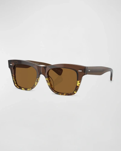 Oliver Peoples Ms. Oliver Acetate Square Sunglasses In Transparent Havana Orange