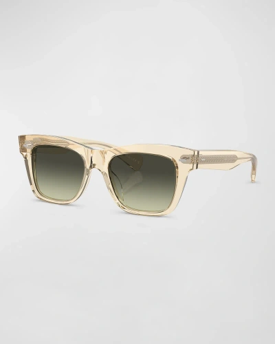 Oliver Peoples Ms. Oliver Gradient Acetate Square Sunglasses In Transparent Beige Gradient