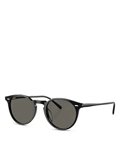 Oliver Peoples N.02 Sun Round Sunglasses, 48mm In Black/gray Solid