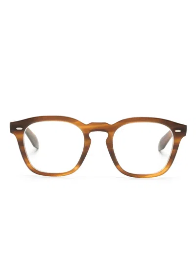 Oliver Peoples N.03 Square-frame Glasses In Brown