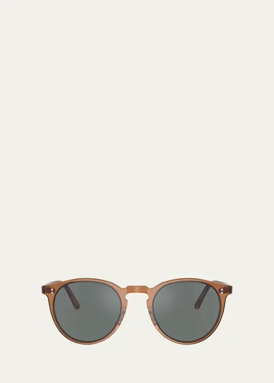 Oliver Peoples O'malley Acetate Round Sunglasses In Navy
