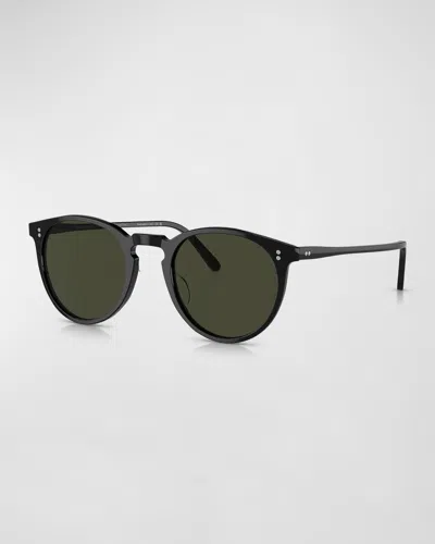 Oliver Peoples O'malley Round Acetate Sunglasses In Black