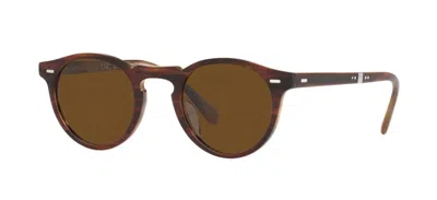 Pre-owned Oliver Peoples Ov 5456su Folding Amaretto Striped Honey/true Brown Sunglasses In True Brown Polarized