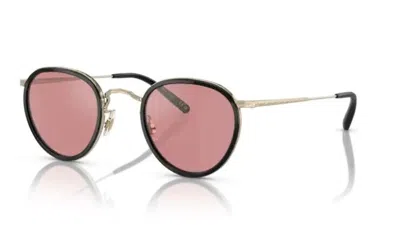 Pre-owned Oliver Peoples Ov1104s Mp-2 Sun 51453e Black-gold/magenta Round Men's Sunglasses In Purple