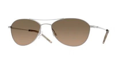 Oliver Peoples Ov1358s Aero Ii Polarized 5036gn Occhiali Da Sole Argentati Per Uomo In Brown