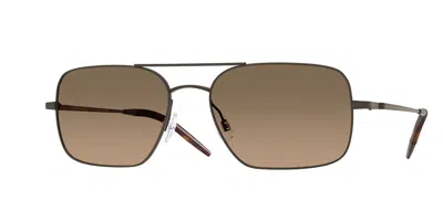 Oliver Peoples 55mm Victory Ii Polarized Rectangular Sunglasses In Brown