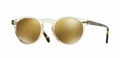 Pre-owned Oliver Peoples Ov5217s Gregory Peck Sun 1485w4 Buff/brown Mirror 50mm Sunglasses In Brown Mirror Gold