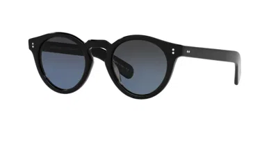 Pre-owned Oliver Peoples Ov5450su Martineaux Men's Black Frame Dark Azure Lens Sunglasses