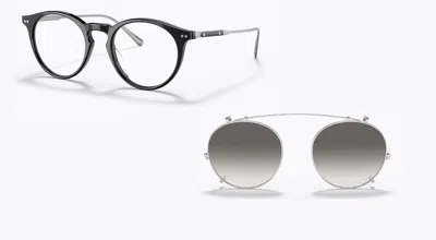 Pre-owned Oliver Peoples Ov5483m Eduardo 100511 Black/gray Gradient Eyeglasses With Clipon In Shale