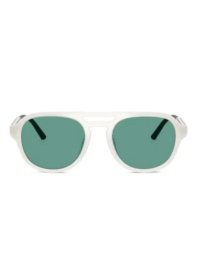 Oliver Peoples 椭圆形框太阳眼镜 In White