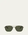 Oliver Peoples Pilot Titanium Aviator Sunglasses In Antiq Cop