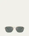 Oliver Peoples Pilot Titanium Aviator Sunglasses In Blue Gold