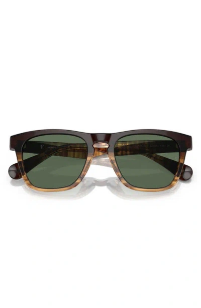Oliver Peoples R-3 54mm Polarized Round Sunglasses In Dark Green