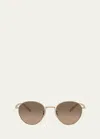 Oliver Peoples Rhydian Titnium Round Sunglasses In Gold