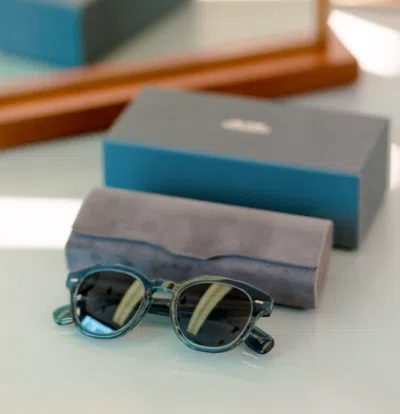 Pre-owned Oliver Peoples Rikson Aviator Titanium Frame 56mm Sun Ov1266st In Blue Msrp$586