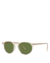 Oliver Peoples Riley 0ov5004su 109452 Round Sunglasses In Beige/green Solid