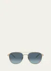Oliver Peoples Rivetti Titanium Aviator Sunglasses In Blue Gradient