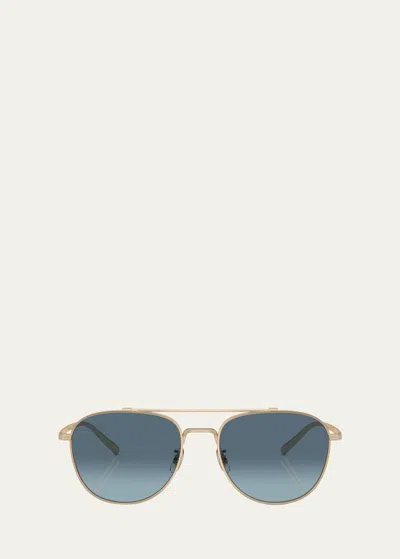 Oliver Peoples Rivetti Titanium Aviator Sunglasses In Oro