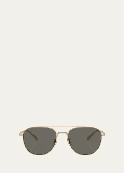 Oliver Peoples Rivetti Titanium Aviator Sunglasses In Gold