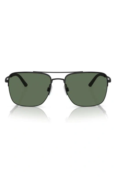 Oliver Peoples Roger Federer 56mm Polarized Pilot Sunglasses In Black/green Polarized Solid