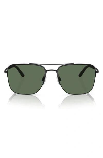 Oliver Peoples Roger Federer 56mm Polarized Pilot Sunglasses In Matte Black Polarized