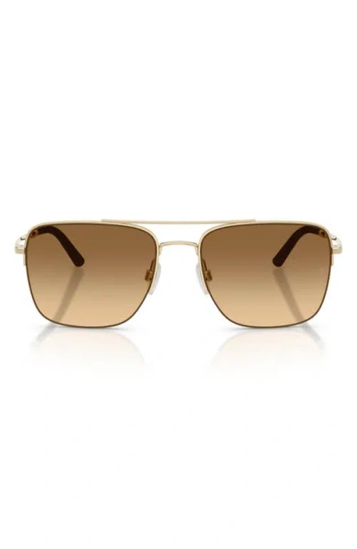 Oliver Peoples Roger Federer 56mm Semirimless Pilot Sunglasses In Gold