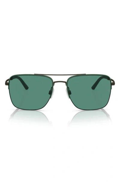 Oliver Peoples Roger Federer 56mm Semirimless Pilot Sunglasses In Green