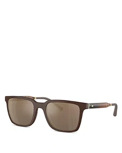 Oliver Peoples X Roger Federer Rectangular Sunglasses, 52mm In Brown/brown Mirrored Solid