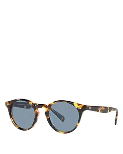 Oliver Peoples Romare Round Sunglasses, 50mm In Tortoise/blue Solid