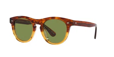 Pre-owned Oliver Peoples Rorke Ov 5509su Dark Amber Shaded/light Green(1754/52) Sunglasses