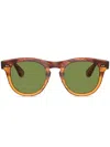 Oliver Peoples Rorke Round-frame Sunglasses In 175452 Dark Amber Gradient