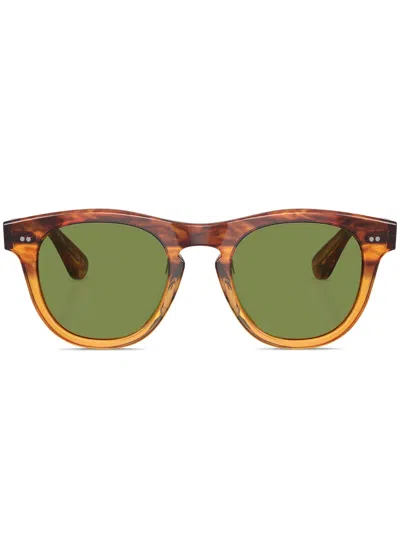 Oliver Peoples Rorke Round-frame Sunglasses In 175452 Dark Amber Gradient
