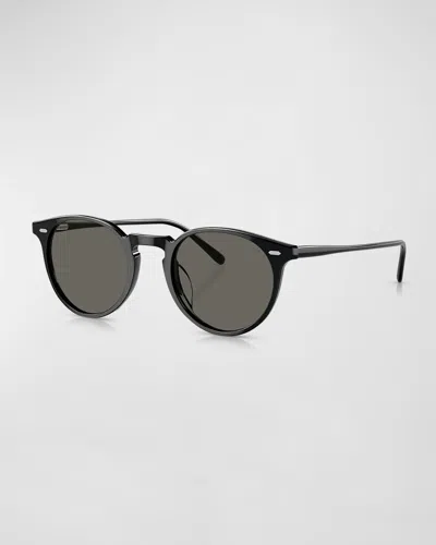 Oliver Peoples Round Acetate Sunglasses In Black