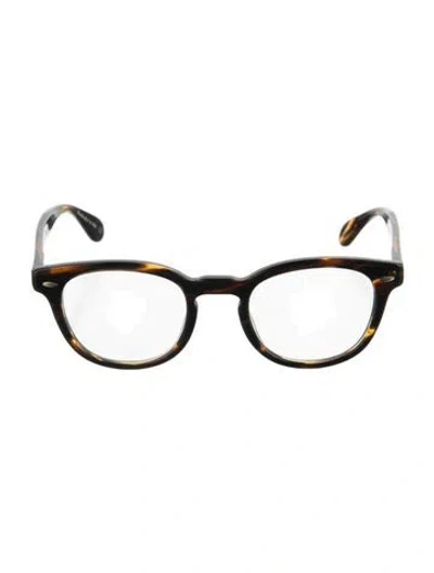 Pre-owned Oliver Peoples Round Eyeglasses In Brown