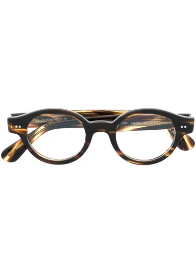 Oliver Peoples Round-frame Design Glasses In Brown