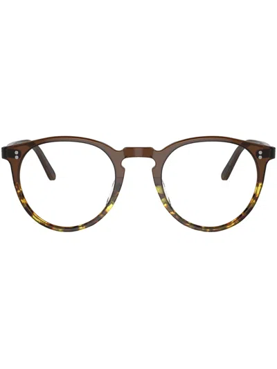 Oliver Peoples Round-frame Glasses In Braun