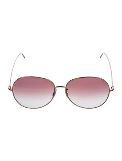 Pre-owned Oliver Peoples Round Gradient Sunglasses In Gold
