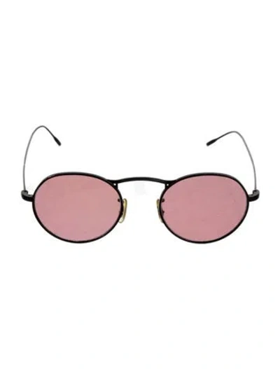 Pre-owned Oliver Peoples Round Mirrored Sunglasses In Black