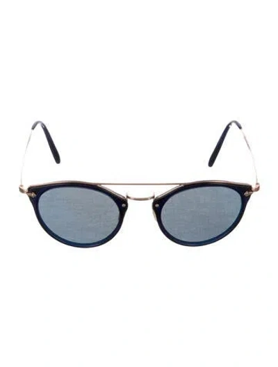 Pre-owned Oliver Peoples Round Mirrored Sunglasses In Blue