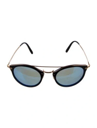 Pre-owned Oliver Peoples Round Mirrored Sunglasses In Blue