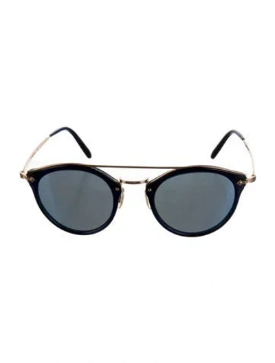 Pre-owned Oliver Peoples Round Mirrored Sunglasses In Blue/gold